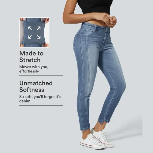 Halara Flex™ Mid Low Rise Zipper Pockets Casual Skinny Jeans