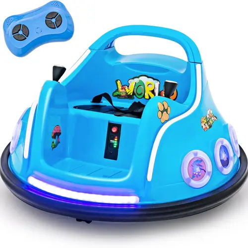 Costzon 12V PP Metal Plastic Bumper Car Ride-On Toy for 3-4 Years Old Kids, 1.25 mph Speed, Dual Joysticks, Flashing Lights, Music, 360-Degree Spin, Remote Control, Exciting Little Gifts (Yes, for Girls), 12 V