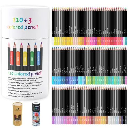 Colored Pencil Set, 50 / 72 / 120 Pieces Soft Core Artistic Colored Pencils for Drawing Blending Shading, Art Supplies for Adults and Beginners
