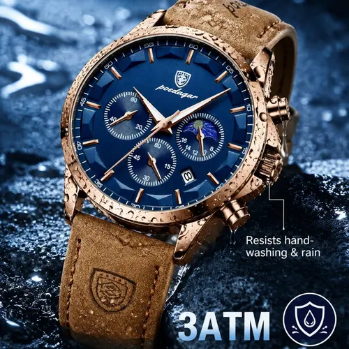 Men's Business Round Dial Luminous Analog Quartz Watch, Waterproof Watch for Party, Daily Clothing Decor, Watch for Gift with Box, Analog Wristwatches