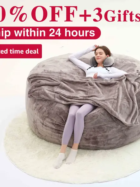 3FT 4FT 7FT NO Gift ,5FT JUMBO  Bean Bag with 3 Gifts - Soft Flannel Fabric High-Rebound Memory Foam Lazy Sofa Beanbag Chair for Home Comfort & Relaxation