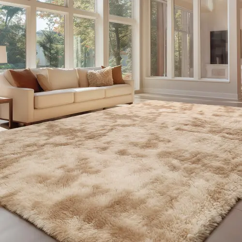 FAMVAL Fuzzy Shaggy Long Hair Indoor Floor Rug - Modern Non-Slip Bottom Fluffy Furry House Decor Rug for Living Room, Bedroom