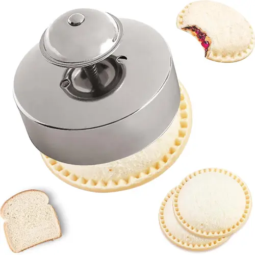 Round Sandwich Cutter and Sealer Tool - 1 Count Compact Durable Plastic Baking Utensils for Household Toast, Pie, Biscuit Shaped Snacks