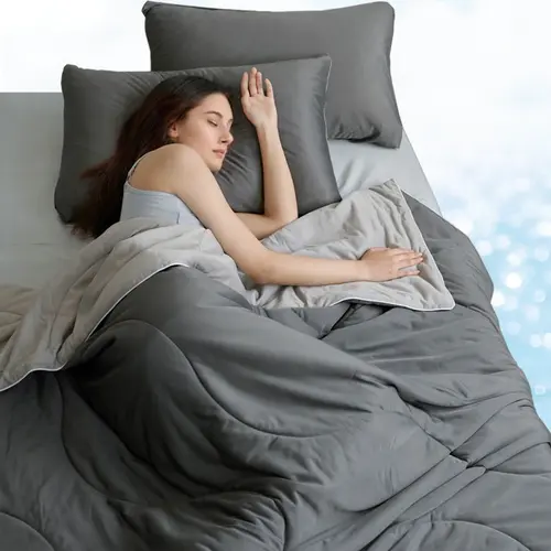 【Back to School】DOWNCOOL Double-sided  Cooling Comforter Set , 2/3pcs Cooling Comforter Set with pillowcases , Cooling Duvet Set for Hot Sleeper, Breathable Summer Quilt, Lightweight Soft Q-Max>0.04 Arc-Chill Cool Comforter Set#tiktokshopmemorialday