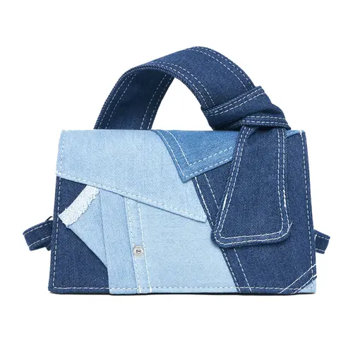 Riverich Purse for Women Patchwork Shoulder Bags, Mini Purse Crossbody Bag Denim Top Handle Clutch Handbag