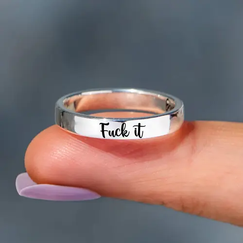 modmints Engraved "F*ck It" Circle Statement Ring - Non Tarnish Artificial Gemstone Jewelry, Funky Unique Accessories, Accessories for Women, Gift Option, Rings For Women, Non Tarnish Jewelry, Whimsical Gifts