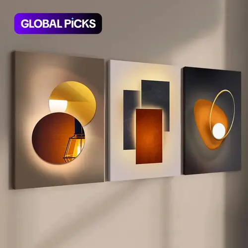 Wooden-Framed Canvas Painting Set, 3 Counts Multi-Dimensional Spray Art Posters, Art Canvas Prints, Creative Design Print, Wall Decor Modern Home Decoration for Living Room, Bedroom and Office