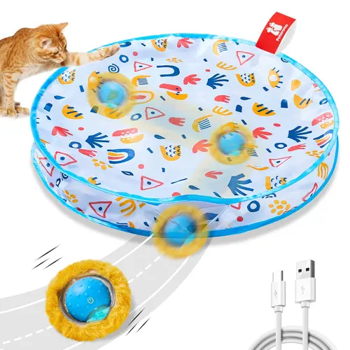 Potaroma Interactive Cat Toys, Fast Rolling Ball in Play Mat, Motion Activated Automatic Moving Ball Hide and Seek Game for Indoor Exercise Kicker, 28 Inch Play Mat #SummerVibes #petlovers