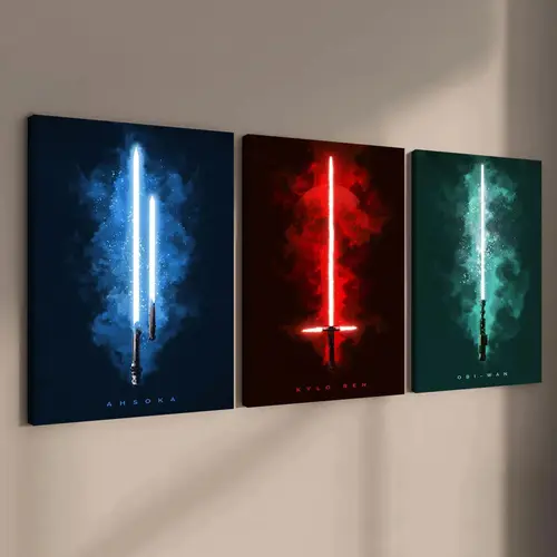 Light Pattern Canvas Painting with Frame, Framed Wall Art, 3 Counts Modern Wall Art Poster, Wall Art Decor for Home Living Room Bedroom Office Above Bed Wall Decor Decoration Items