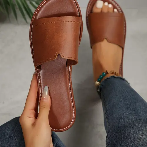 Women's Casual Flat Slippers, Open-Toe Slip-Resistant Outdoor Beach Sandals