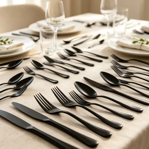 sebastian CADIA, 30/48/60-piece food-grade stainless steel cutlery set Reusable dishwasher-safe cutlery Includes black fork knife and spoon set knife spoon set Tableware Kit Utensils  elegant tableware Dinnerware Service Set Dinner Sets,home essentials