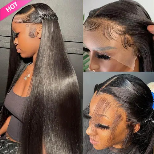 【Hot Sale】Lemoda 250% Density 13x6 Full Frontal Lace Wigs Human Hair HD Transparent Lace Wigs Human Hair 13x6 Full Wig Brazilian 12A Straight Wig Human Hair for Black Women 13x6 Frontal Wig Human Hair