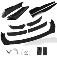 Glossy Black Universal Car Front Bumper Lip Spoiler Diffuser Body Kits + 29"/74.5CM Car Side Skirt Extension Rocker Panel Body Kit+ 14"/35CM Car Rear Bumper Lip for Most Vehicle