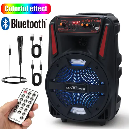 Portable Bluetooth PA Speaker Rechargeable 8” Loud Party Speaker With LED Lights FM Radio Remote Control Microphone,back to school,back to school haul