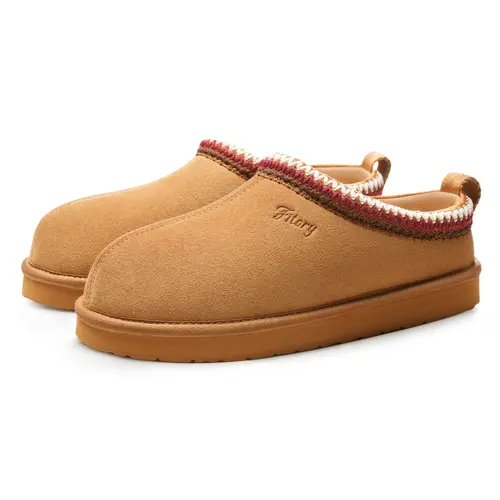 FITORY Women's Casual Classic Slip-On Round Toe Synthetic Suede Platform Ankle Booties - Braid Accent, Flat Solid Design, Cozy Fuzzy Lining, Non-Slip, Cute All-Seasons Indoor-Outdoor Shoes