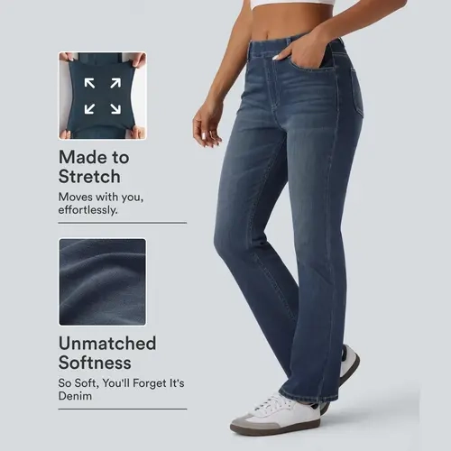 Halara Flex™ High Waisted Pockets Washed Casual Bootcut Jeans