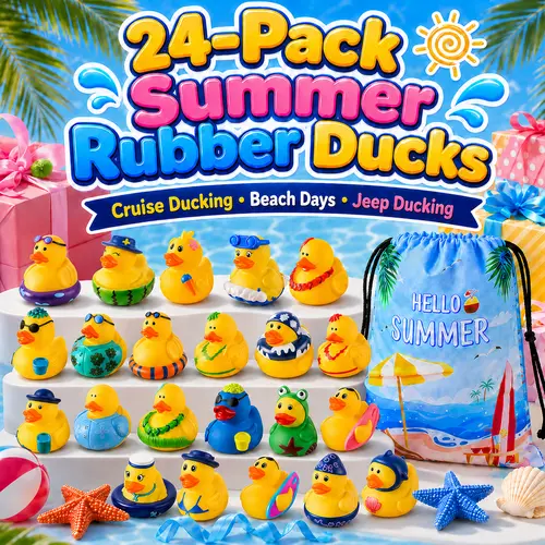 Halloween Rubber Ducks 24-Pack - Unisex Baby Bath Toys with Unique Styles, Characters, Drawstring Bag, Holiday Trick or Treat Goodie Bag Stuffers, Classroom Rewards