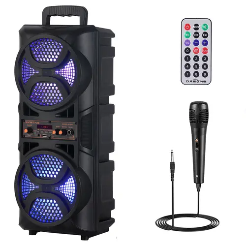 Dual 6.5" Woofer Portable Bluetooth Party Speaker Rechargeable Loud Speaker With Microphone Karaoke Machine,back to school,back to school haul