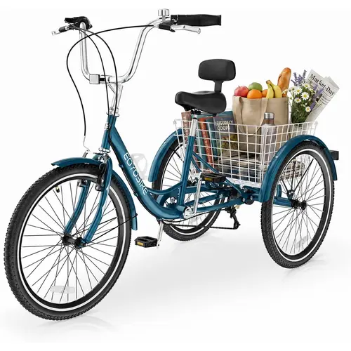 Adult Tricycles 7 Speed 20/24/26 inch Three Wheel Bike Cruiser Trike with Low-Step Through Frame/Large Basket for Men, Women, Seniors