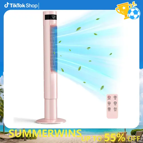 Tower Fan, Oscillation fan with Remote Control, Standing fan for office, 3 Wind Modes, Time Settings, Portable Bladeless Floor Fans for Home