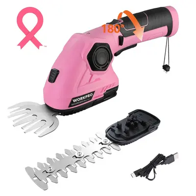#toolupgrade WORKPRO 7.2V Cordless Grass Shear & Shrubbery Trimmer - 2 in 1 Handheld Hedge Trimmer Electric Grass Trimmer Hedge Shears/GrassCutter 2.0Ah Rechargeable Lithium-Ion Battery and USB Cable Included