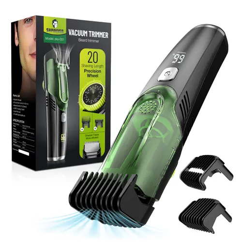 [Tiktokshopbacktoschool]SHPAVVER Vacuum Beard Trimmer Model 26x-001 Cordless Waterproof Shaver with 20 Precision Length Comb for Men FathersDay Gift Self Haircut System Adjustable Clipper, Haircut Trimmer Kit, Wireless Trimmer