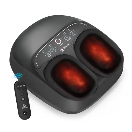 COMFIER Foot Massager with Heat, Kneading, Air Compression and Vibration, Adjustable Intensity, Remote Control, Pause Function, Fits Up to Men's Size 13