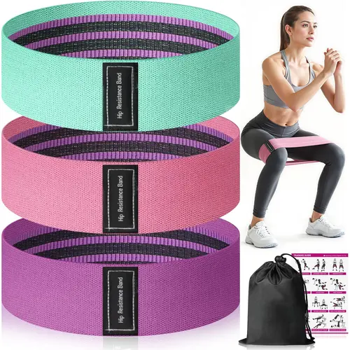 Fabric Resistance Bands 3-Pack Loop Weight Bands Set - 3 Levels Customizable Elastic Gym Training Equipment, Compact Portable Stretching Gear for At-Home Leg & Glute Toning Strength Training
