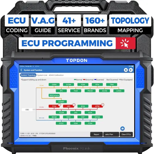 TOPDON Phoenix XLink Scan Tool, Online ECU Coding, Upgraded of Phoenix Plus, Topology Mapping, 41 Services, Bi-Directional Scanner, Guided Function, CAN FD/DoIP, 2 Years Free Update