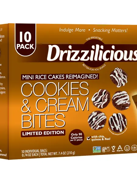 10 Pack - Drizzilicious Cookies & Cream Mini Rice Cakes 0.74 oz