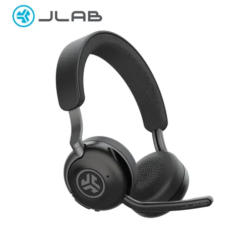 JLab Epic Work ANC Wireless On-Ear Headset with Quick Mute Rotating Boom Mic, USB-C Charging Dock, Fast Pair, Noise Cancellation, Bluetooth 5.3, Android & iOS Compatible