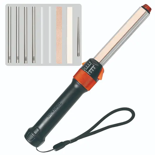 SHARPAL 210N 11-In-1 Adjustable Angle Blade Sharpener with Monocrystalline Diamond, Ceramic Rods, Tapered Rod, Leather Strops, Compact Handle - Portable Tool with 325 Grit, 1000 Grit, Replaceable Abrasives for Sharpening Knives, Polishing