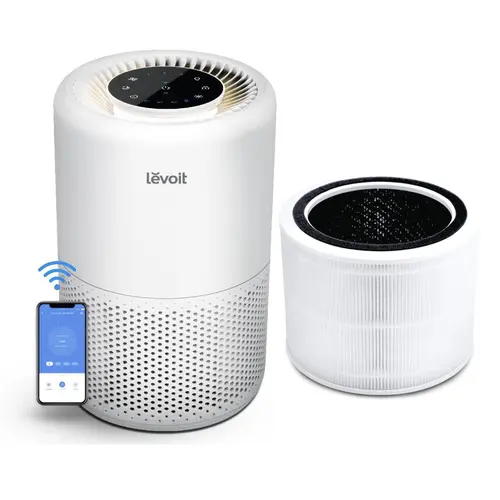 Levoit Core 200s Smart WiFi Air Purifier - Alexa Voice Control, 24dB Quiet Run, 3-in-1 Filter, 6.59 lbs/2.99 kg, 183 ft² Coverage, 5x Per Hour Circulation, Anti-Allergy, Pollutants/Smoke/Dust Removal, App Filter Life Check, Compact for Bedrooms