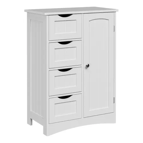 Segawe Freestanding Bathroom Floor Cabinet - 32.2"h Storage Design Furniture, Humidity-Proof MDF, 4 Drawers, Adjustable Shelf Height, Space Saver, Easy Setup, Minimal Home Decor Organizer (White)