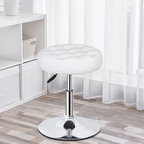 Segawe Ergonomic Swivel Chair - PU Leather Vanity Chair with 4.2" Soft Seat, Metal Frame, Round Single User Swivel Stools, Height-Adjust, Easy Setup, Large Modern Bedroom Indoor Furniture Accent Piece