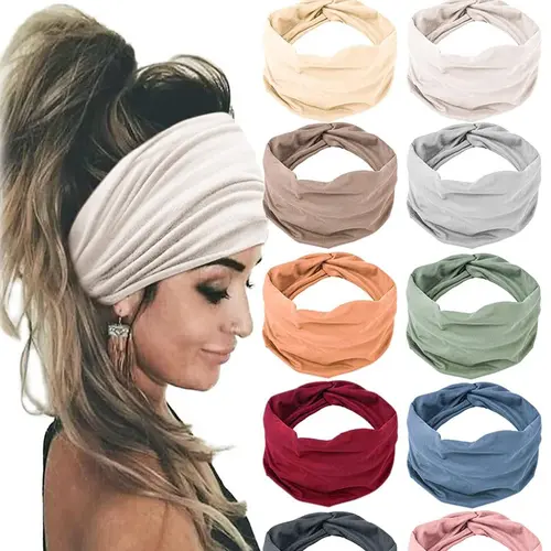 Women's Wide Yoga Elastic Hairbands Set, Sweat Wicking Workout Headband, Multicolor Sports Headwear for Running & Gym, Fashionable Casual Style Accessories