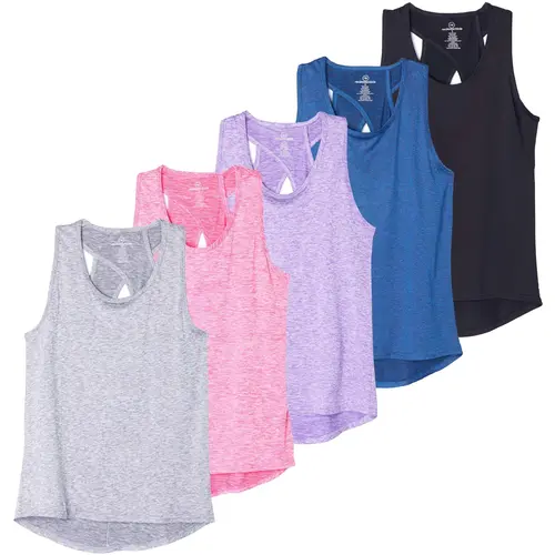5 Pack Women's Tank Tops Open Back Workout Shirts Athletic Gym Running Yoga