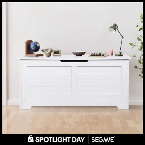 Segawe Modern Lift-Top Entryway Storage Chest Furniture - MDF Frame (30in/39.4in), Side Handles, White Home Decor, Living Room Storage Organizer, Kids Room Stuff Organizer,summerwins,dorm essentials,dorm room inspo,college dorm essentials,dorm haul
