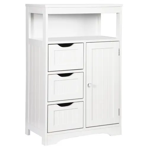Segawe Modern Freestanding Bathroom Floor Storage Cabinet - 3 Drawers, 1 Door, Adjustable Shelf, Multi-Layer Cupboards Cabinets for Home Decor, Apartment Decor Ideas (Space-Saving for Entryway, Bathroom), Modern Storage Cabinet