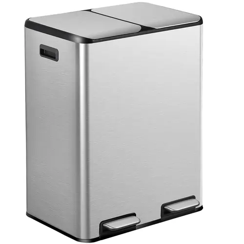 Segawe 2-Pack 13/16gal Stainless Steel Step Pedal Trash Cans, Removable Double Buckets, Silver Home Supplies for Kitchen, Household Waste Bin,summerwins,dorm essentials,home essentials