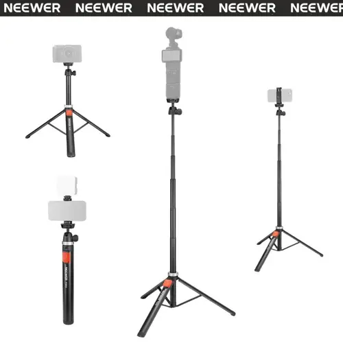 NEEWER TS05 Phone Tripod with Remote Bluetooth, 65.2" All Metal Tripod Stand Compatible with iPhone/Android/GoPro/Canon/Sony DSLR, Portable Selfie Stick Tripod for Travel, Vlog, Video Recording & Live Streaming tiktokshopbacktoschool, Travel Tripod, Selfi