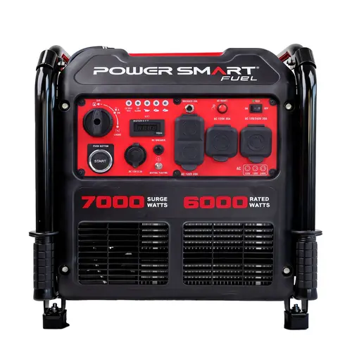 PowerSmart Compact 7000W Surge/6000W Rated Rectangular Inverter Generator, Portable Gas Generator for Adults 18+, Electric Start, 120V/240V Dual Voltage, Clean Wave Power for Sensitive Electronics, Home Backup Power & RV Camping, PS50555C