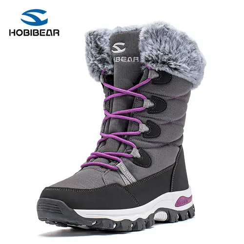 HOBIBEAR Women's Snow Boots, Waterproof Insulated Winter Footwear, Mid-Calf Lace-Up with Faux Fur Lining, Cushioned Footbed and All Weather Grip, Reinforced, Outdoors, Rubber tiktokshopbacktoschool, Shoe, Moisture-Wick,back to school,back to school haul