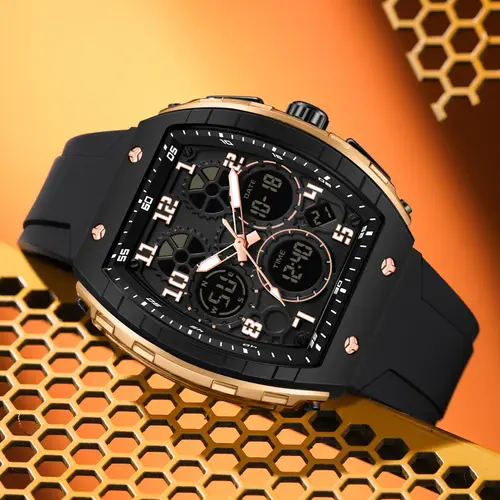 Men's Fashion Digital Analog Watch, Fashionable Digital Watch, Casual Sporty Quartz Digital Watch with Luminous Dial & Alarm Function, Waterproof Watch with Digital Display for Men with Box, Digital Wristwatch, Quartz Watches
