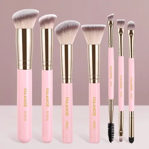 7-Piece Professional Makeup Brush Set for Face Makeup, Soft-Bristle Brushes with Comfortable Grip for Beginners, Cosmetic Makeup Brush Kit, Cosmetics Makeup Tools, Cosmetics Brushes Set Brush Combo