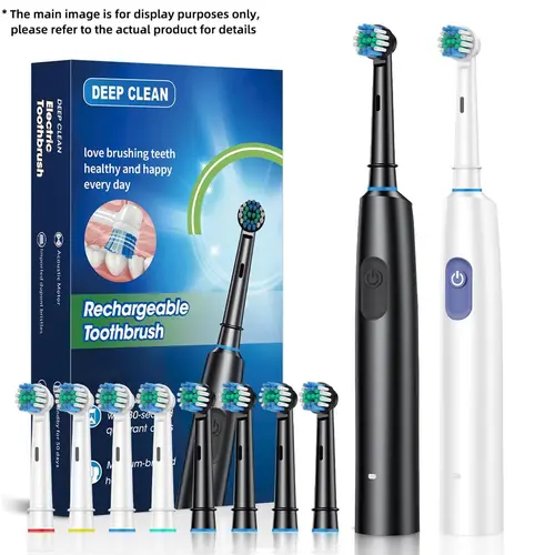 Rechargeable Electric Toothbrush Set, 1 Box Waterproof Electric Toothbrush with 4 Counts Brush Heads, Intelligent Timer Toothbrushes for Adults, Power Toothbrushes, Winter & New Year Gift