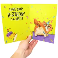 Farting Birthday Card - Farting Dog, Cat & Unicorn - Funny 3D Gag Gift for Men, Women & Kids - Shakes & Farts with Sound, Up to 2,000 Plays - Novelty Greeting Card with Envelope - Birthday Card