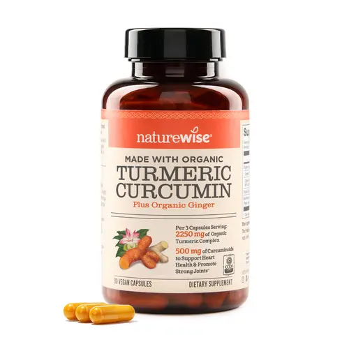 NatureWise Turmeric Curcumin 2250mg - 95% Curcuminoids - With Organic Turmeric + Organic Ginger + BioPerine Black Pepper Extract for High Absorption - Joint & Immune Support - NatureWise Curcumin - Vegan, Non-GMO - USA Manufactured