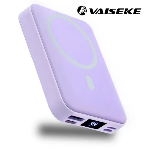 Vaiseke 10000mAh Magnetic Wireless Power Bank, 22.5W PD Fast Charging QC3.0 LED Display Silicone Mobile Accessory with Type-C Cable, Compatible with iPhone 17/16/15/14/13/12 Pro/Mini/Pro Max, Smartphones & Devices