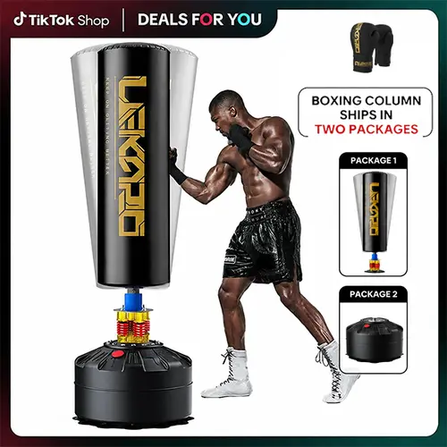 LEKARO Unisex Fabric Boxing Set, Heavy Freestanding Punching Bag with Gloves, Training Boxing Equipment for Adults, Kickboxing Stress Relief Gear for Home Gym, Ultra-Stable Base